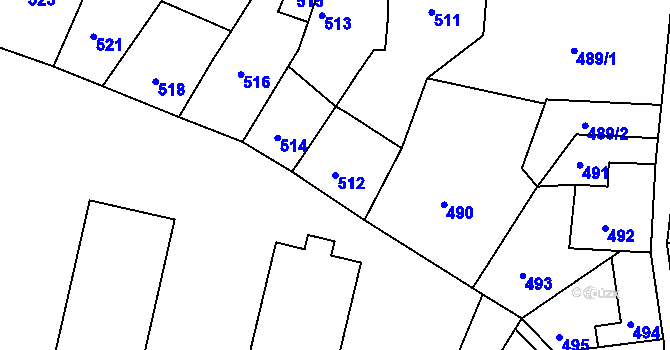 Parcela st. 512 v KÚ Mimoň, Katastrální mapa