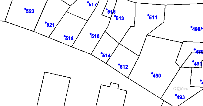 Parcela st. 514 v KÚ Mimoň, Katastrální mapa