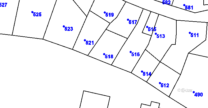 Parcela st. 518 v KÚ Mimoň, Katastrální mapa