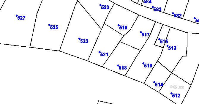 Parcela st. 521 v KÚ Mimoň, Katastrální mapa
