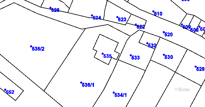 Parcela st. 535 v KÚ Mimoň, Katastrální mapa