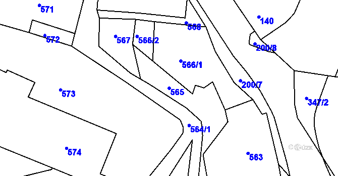 Parcela st. 565 v KÚ Mimoň, Katastrální mapa