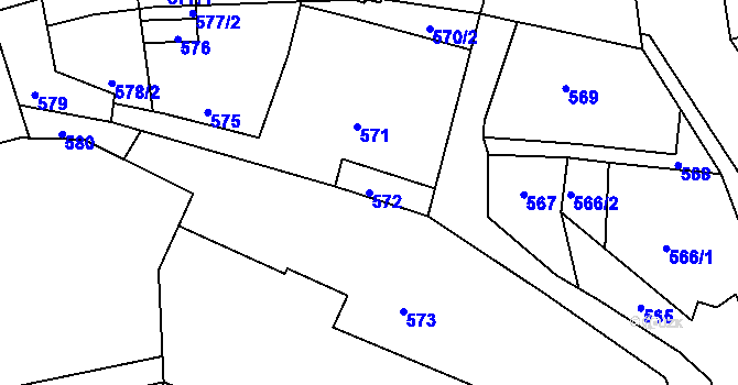 Parcela st. 572 v KÚ Mimoň, Katastrální mapa