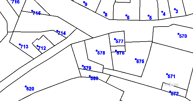 Parcela st. 578 v KÚ Mimoň, Katastrální mapa