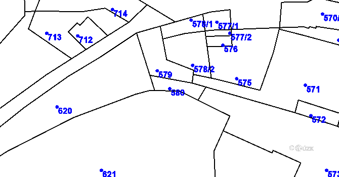 Parcela st. 580 v KÚ Mimoň, Katastrální mapa
