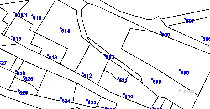 Parcela st. 602 v KÚ Mimoň, Katastrální mapa