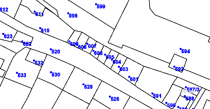 Parcela st. 605 v KÚ Mimoň, Katastrální mapa