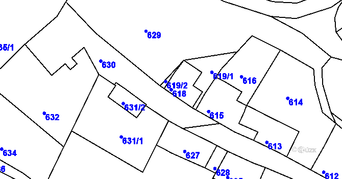 Parcela st. 618 v KÚ Mimoň, Katastrální mapa