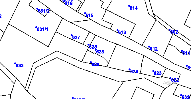 Parcela st. 625 v KÚ Mimoň, Katastrální mapa