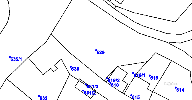 Parcela st. 629 v KÚ Mimoň, Katastrální mapa