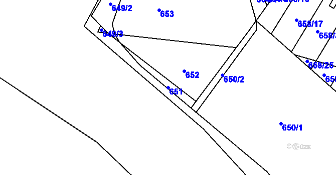 Parcela st. 651 v KÚ Mimoň, Katastrální mapa