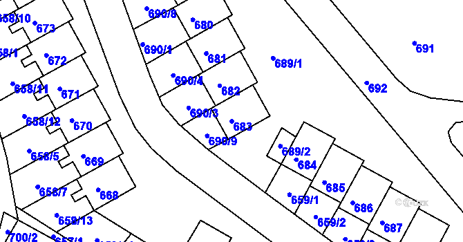 Parcela st. 683 v KÚ Mimoň, Katastrální mapa