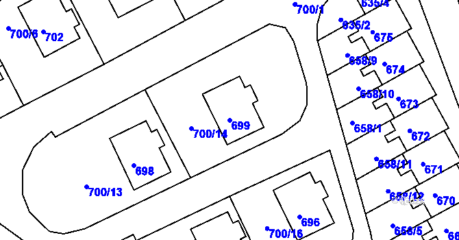 Parcela st. 699 v KÚ Mimoň, Katastrální mapa
