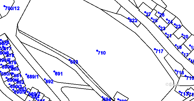 Parcela st. 710 v KÚ Mimoň, Katastrální mapa