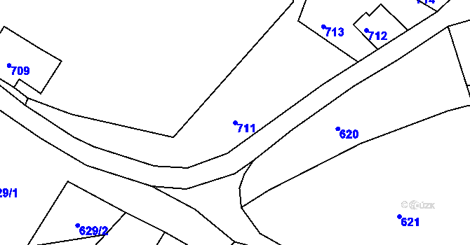 Parcela st. 711 v KÚ Mimoň, Katastrální mapa