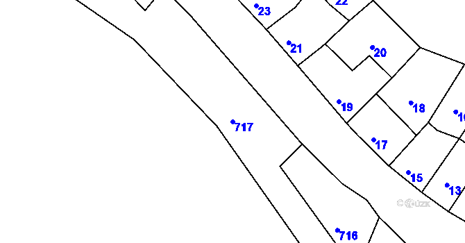 Parcela st. 717 v KÚ Mimoň, Katastrální mapa