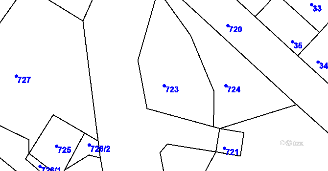 Parcela st. 723 v KÚ Mimoň, Katastrální mapa