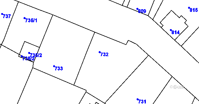 Parcela st. 732 v KÚ Mimoň, Katastrální mapa