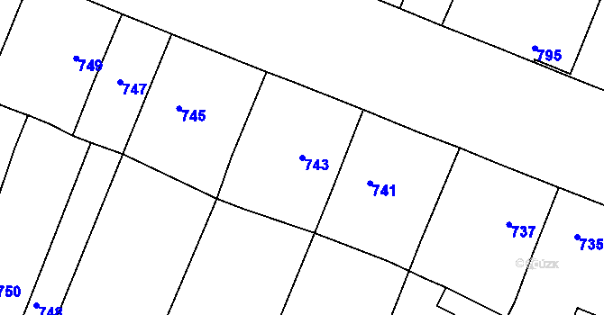 Parcela st. 743 v KÚ Mimoň, Katastrální mapa