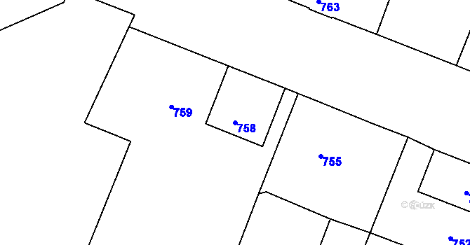 Parcela st. 758 v KÚ Mimoň, Katastrální mapa