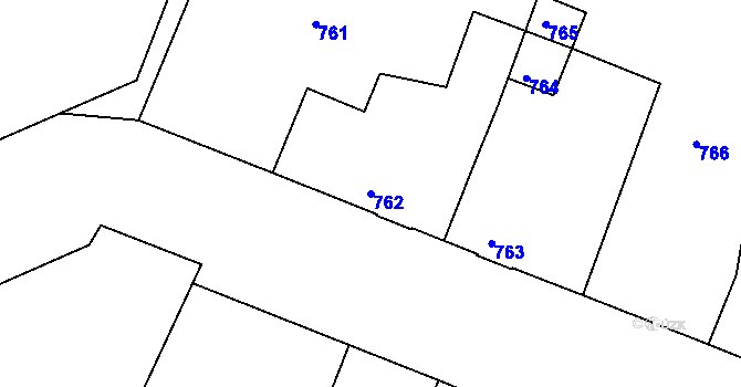 Parcela st. 762 v KÚ Mimoň, Katastrální mapa