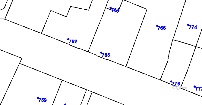 Parcela st. 763 v KÚ Mimoň, Katastrální mapa