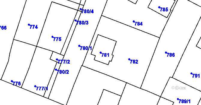 Parcela st. 781 v KÚ Mimoň, Katastrální mapa