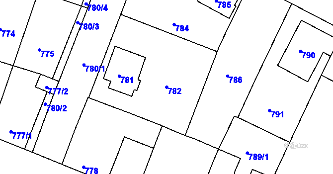 Parcela st. 782 v KÚ Mimoň, Katastrální mapa