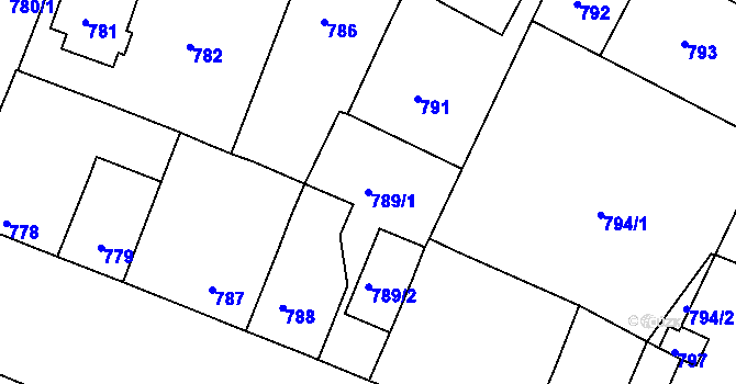 Parcela st. 789/1 v KÚ Mimoň, Katastrální mapa