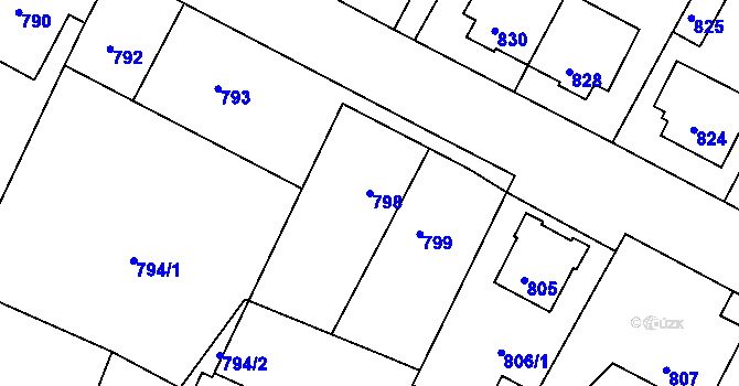 Parcela st. 798 v KÚ Mimoň, Katastrální mapa