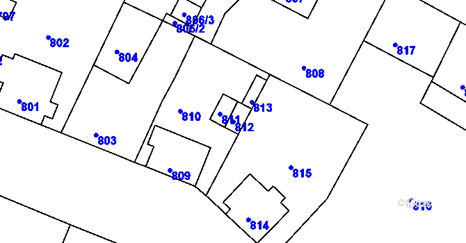 Parcela st. 812 v KÚ Mimoň, Katastrální mapa