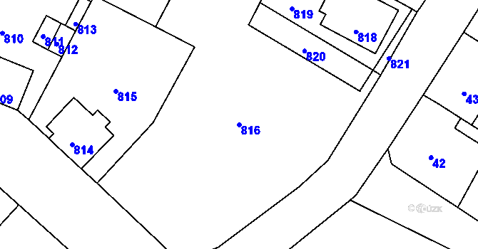 Parcela st. 816 v KÚ Mimoň, Katastrální mapa