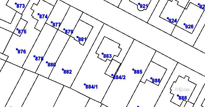 Parcela st. 883 v KÚ Mimoň, Katastrální mapa