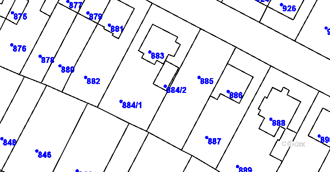 Parcela st. 884/2 v KÚ Mimoň, Katastrální mapa