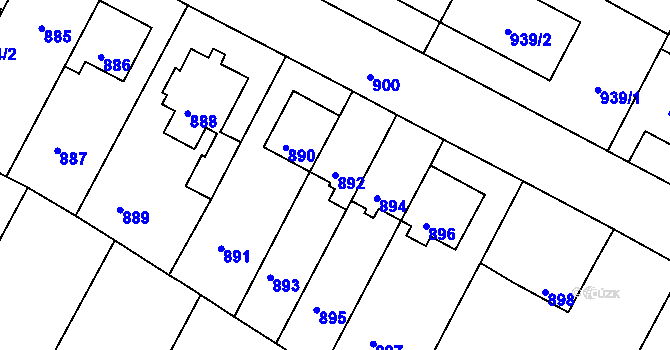 Parcela st. 892 v KÚ Mimoň, Katastrální mapa
