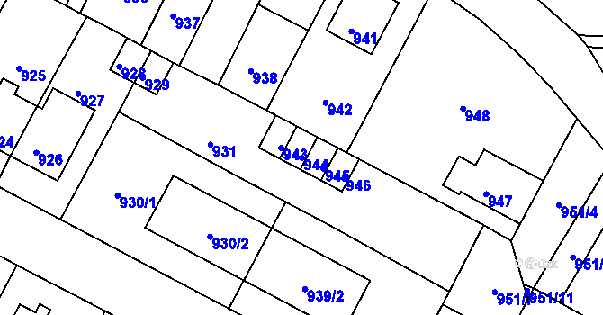 Parcela st. 944 v KÚ Mimoň, Katastrální mapa