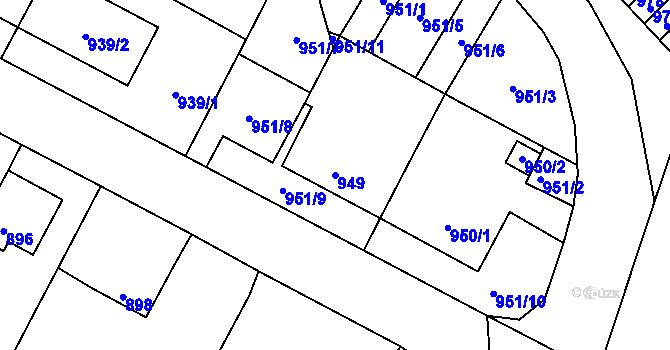 Parcela st. 949 v KÚ Mimoň, Katastrální mapa