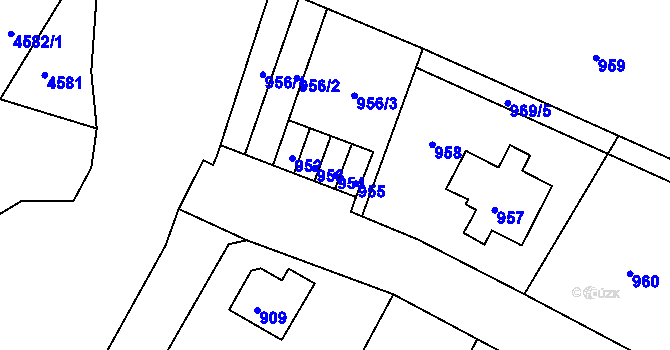Parcela st. 954 v KÚ Mimoň, Katastrální mapa