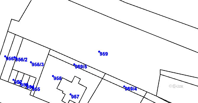 Parcela st. 959 v KÚ Mimoň, Katastrální mapa