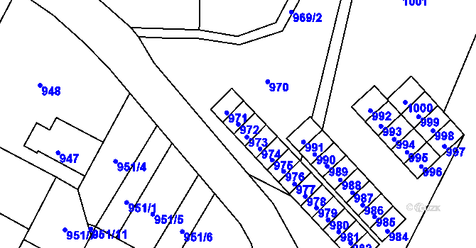 Parcela st. 972 v KÚ Mimoň, Katastrální mapa