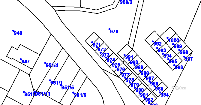 Parcela st. 973 v KÚ Mimoň, Katastrální mapa