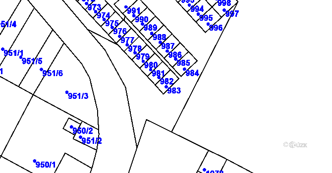 Parcela st. 983 v KÚ Mimoň, Katastrální mapa