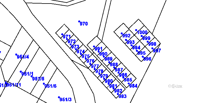 Parcela st. 990 v KÚ Mimoň, Katastrální mapa
