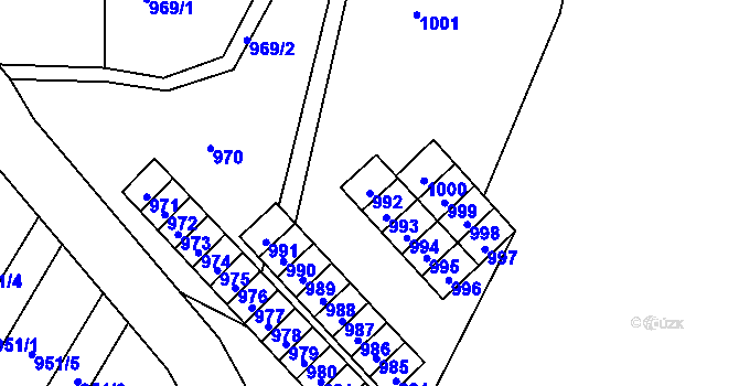 Parcela st. 992 v KÚ Mimoň, Katastrální mapa