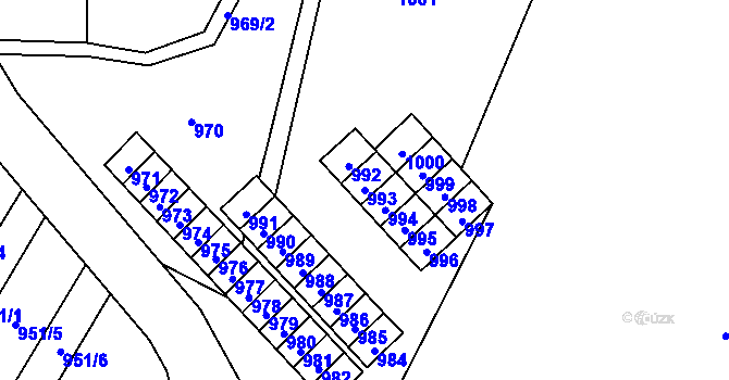Parcela st. 993 v KÚ Mimoň, Katastrální mapa