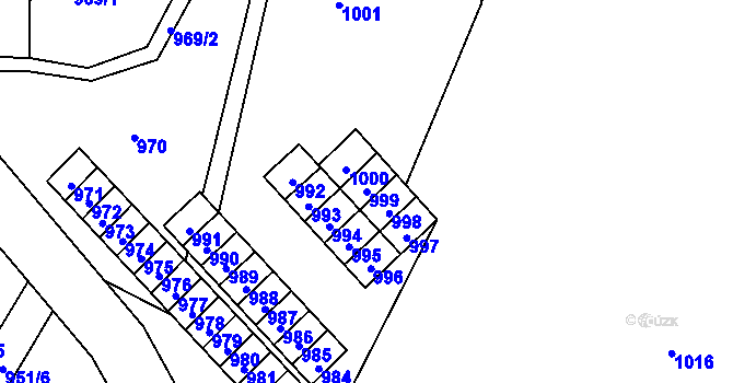 Parcela st. 999 v KÚ Mimoň, Katastrální mapa