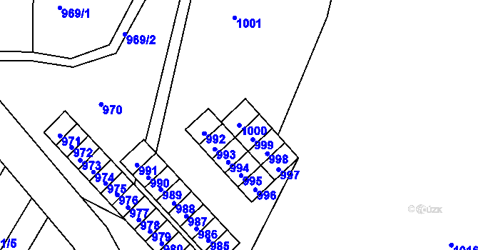 Parcela st. 1000 v KÚ Mimoň, Katastrální mapa