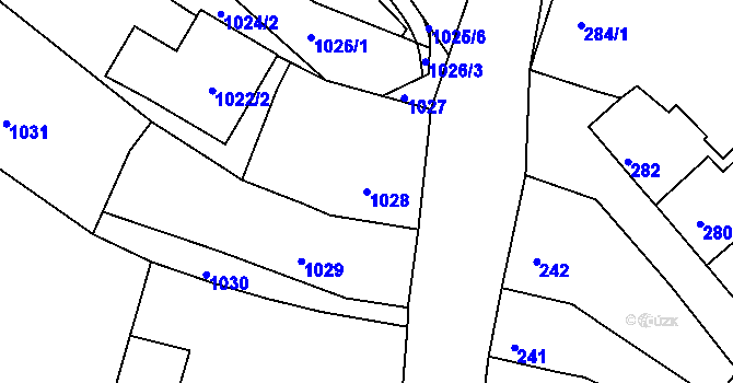 Parcela st. 1028 v KÚ Mimoň, Katastrální mapa