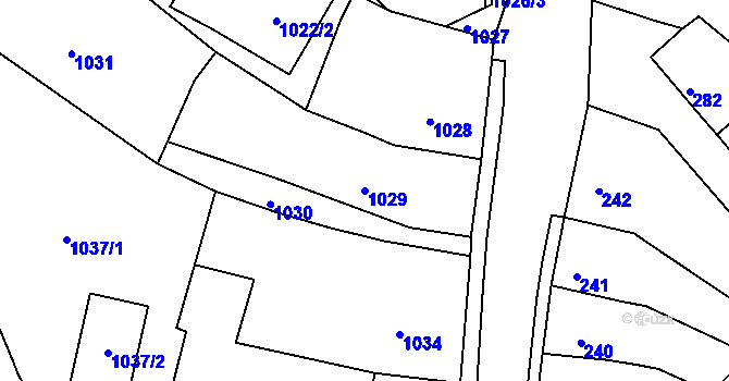 Parcela st. 1029 v KÚ Mimoň, Katastrální mapa