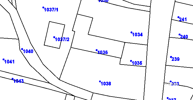 Parcela st. 1036 v KÚ Mimoň, Katastrální mapa